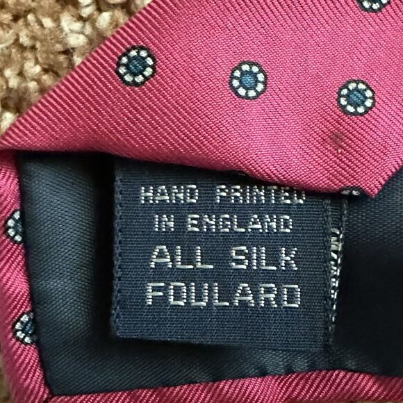 Norton Ditto Men's Neck Tie Silk Pink Fuchsia Abstract Spotted Hand Made - Picture 2 of 5